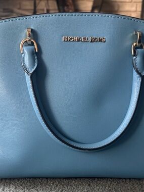 Michael Kors Light Blue Dome Satchel with Gold Hardware